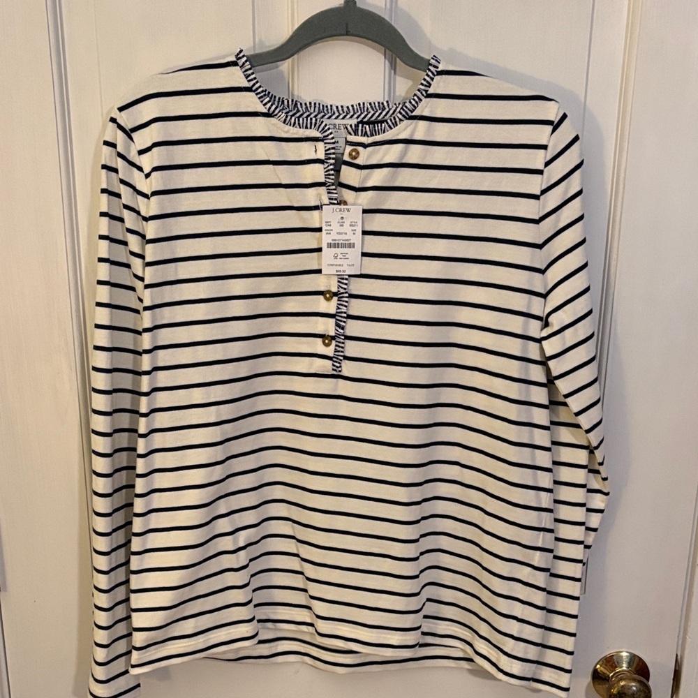 J.Crew Striped Navy and White Top medium size medium bnwt